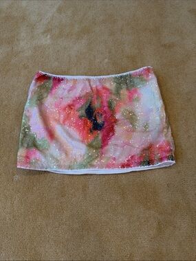 Missguided Floral Sequin Mini Skirt